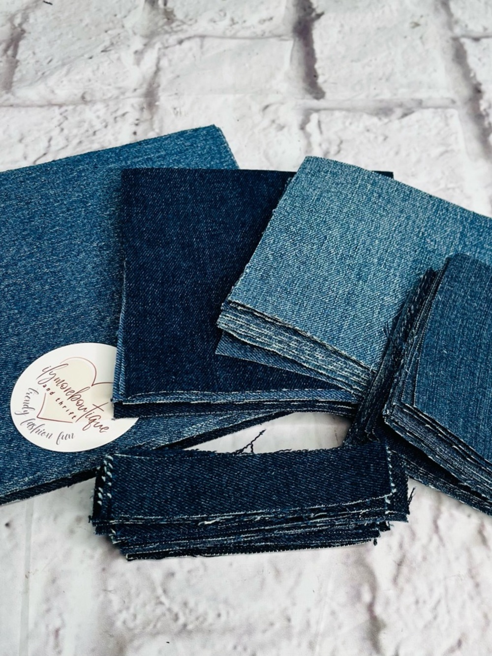 Reclaimed Denim Fabric Squares 4” Craft Bundle (Set of 10) - Picture 3 of 4